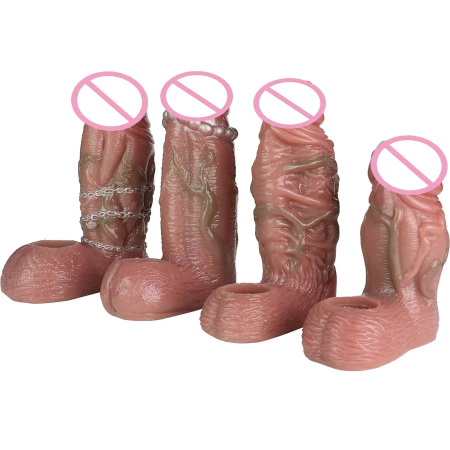 XL Thick Realistic 6.5 cm Penis Sleeve Girth Enhancer,Penis Sleeve Extender Enlarger,Large Silicone Sleeve Extension Delay