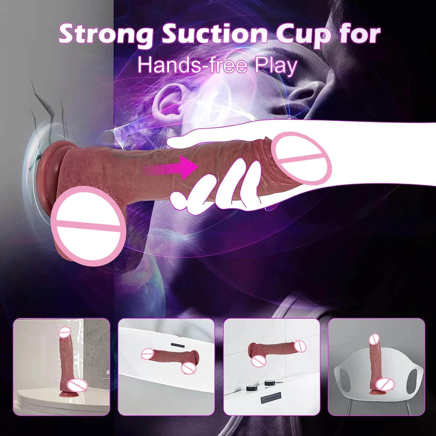 10 Inches Strap on G Spot Lifelike Penis Anal G Spot Stimulation Heating Vibrating Thrusting Large Big Realistic Dildo for Women