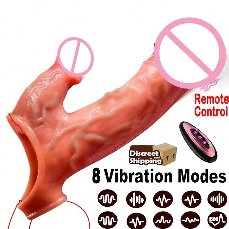 Remote Control Tongue Licking Realistic Dragon Silicone Cock Penis Sleeve with Clitoral Stimulator Male Sex Toys for Men