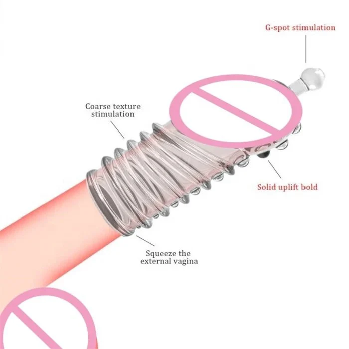 Reusable OEM Brand Penis Sleeve Extender Realistic Condom Extension Sex Toy for Men Cock Enlarger Condom Sheath Delay Model