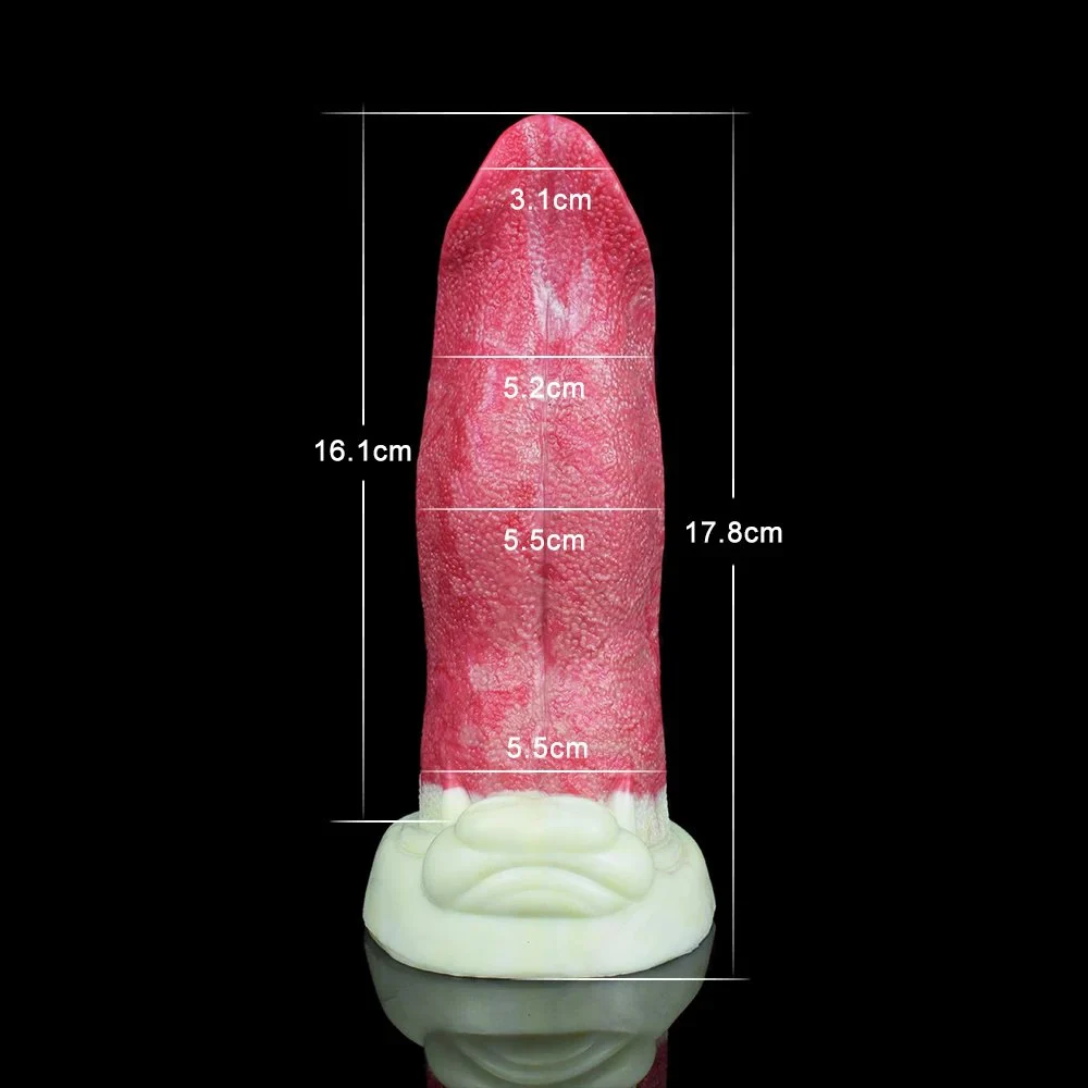 9.8 Inch Huge Wolf Tongue Gorgeous Erotic Realistic Sex Toy Curved Artificial Silicone Animal Tongue Toy