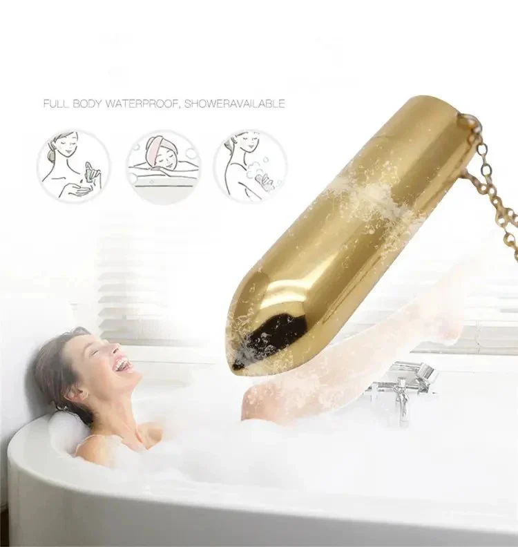 Female Masturbation Sex Toys for Women 10 Speed Rechargeable Metal Vibrating Bullet Vibrator Necklace