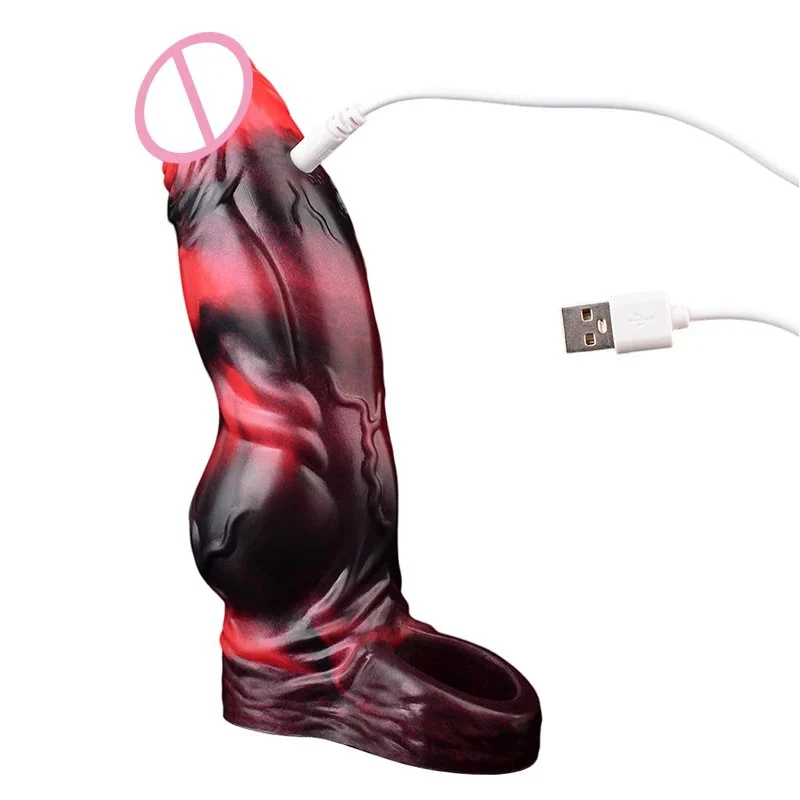 Silicone Safety Dildo Cover with Vibrating Insert, Effective Penis Enlargement Adult Sex Toys for Men