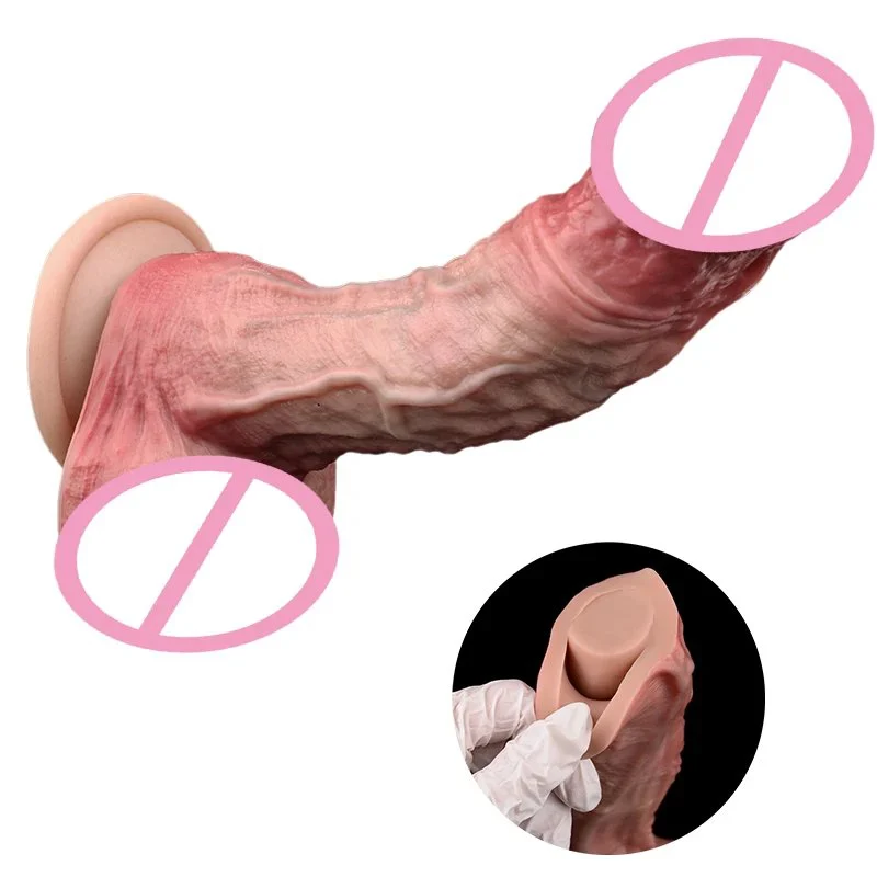 Small Double-layered Skin-colored Dildo 3D Precision Modeling Realistic Texture Adult Sex Toy with Suction Cup