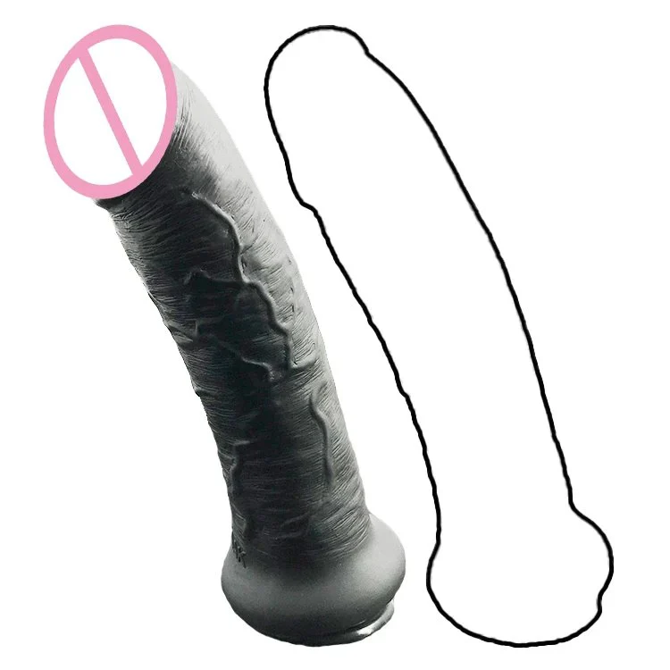 28.5cm 11 5.8cm Huge Anal Butt Plug Flexible Sex Toy Realistic Lifelike Silicone Dildo Black Lengthy Dildo 12 Inch for Men