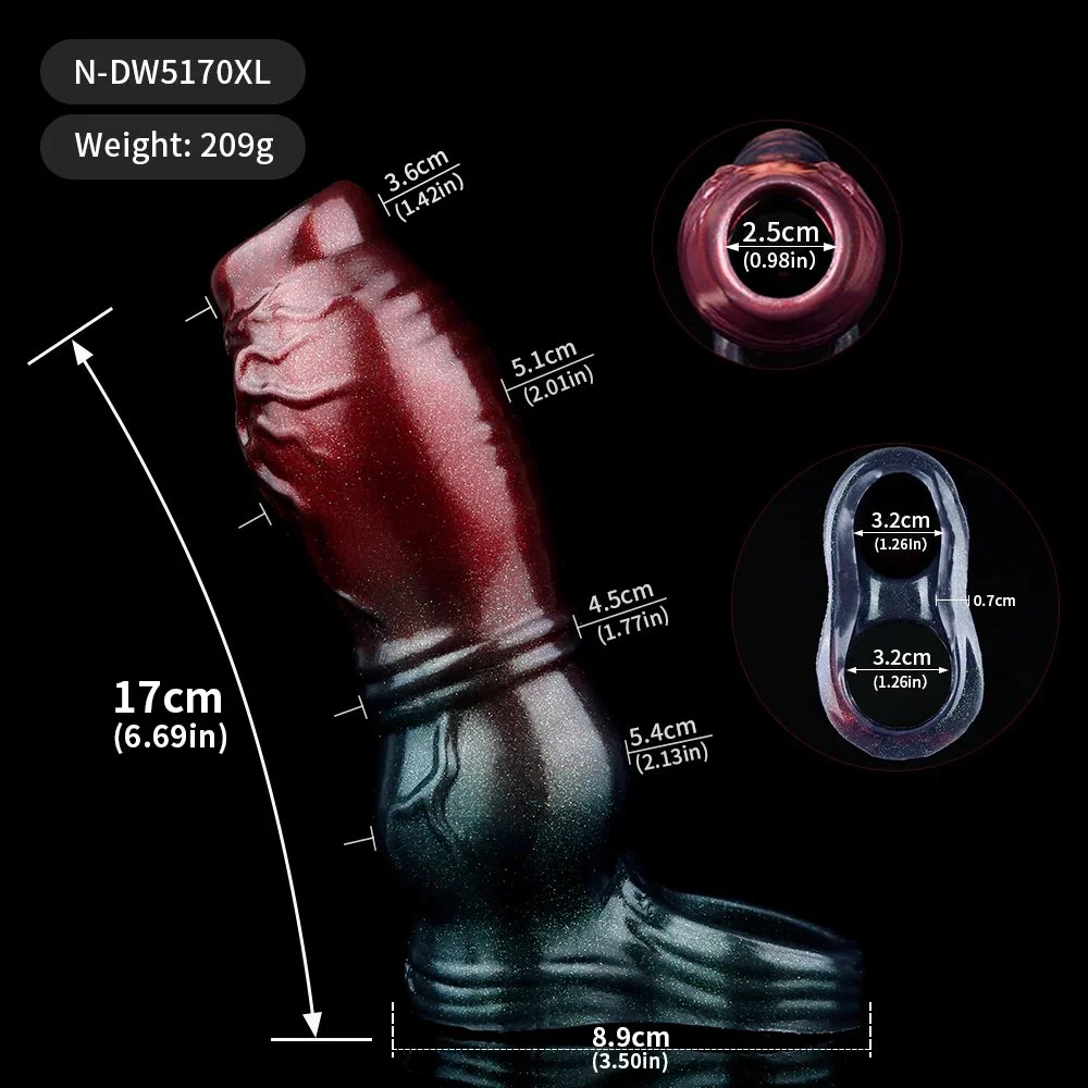 Penis Sleeve, Fantasy Penis Enlarger with Silicone Cock Ring ,Penis Sheath Soft Penis Girth Sleeve Sex Toys for Men Couples