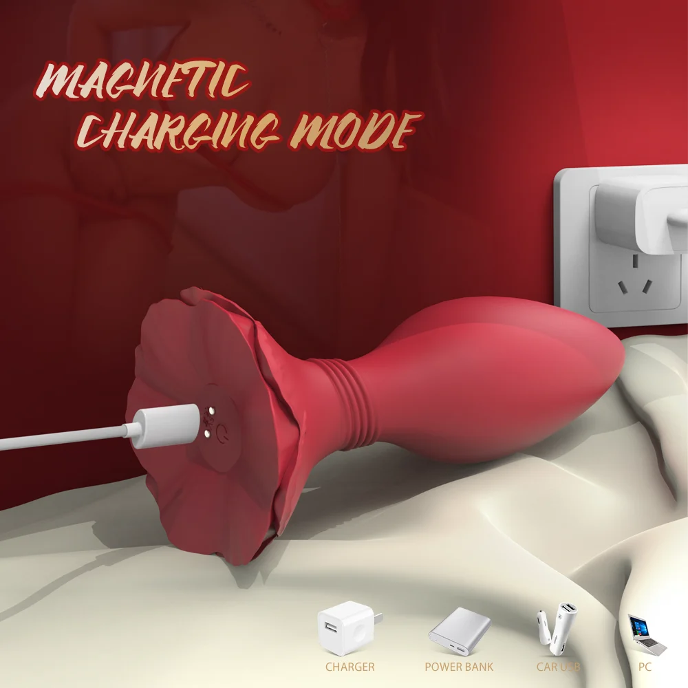 Flower-Patterned Vibrating Butt Plug Anal Sex Toy for Couples and Individuals