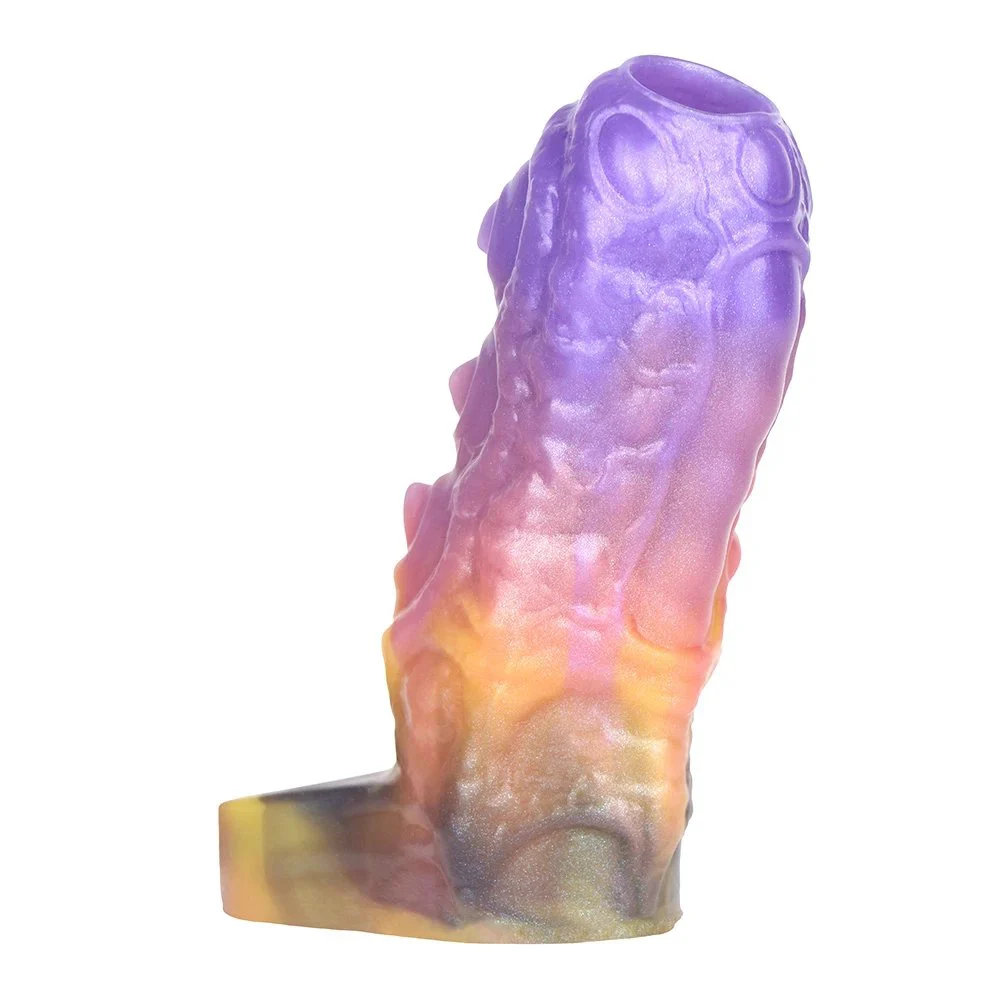 Soft Silicone Penis Enlargement Sleeve Fantasy Monster Dildo Open Male Penis Extender Sex Toys
