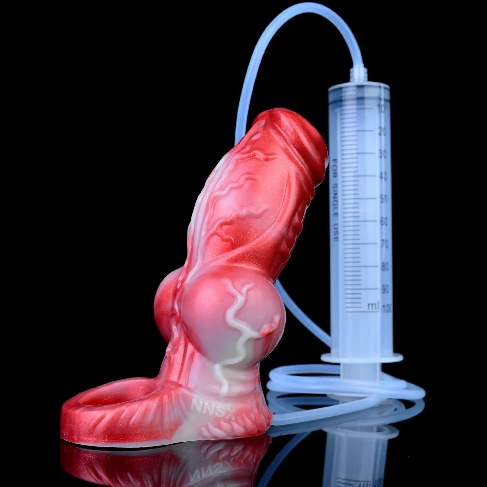 Squirting Penis Sleeve Non-stop Orgasm Squirting Man Reusable Condom Penis Cover Spray Lubricant Men's Dog Knot Sleeve