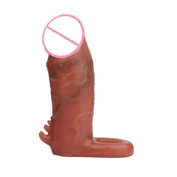 Reusable Penis Sleeve Extender Realistic Textured Cock Extender Safe Stretchy Ultra-Soft Silicone Cock Enlarger for Men & Couple