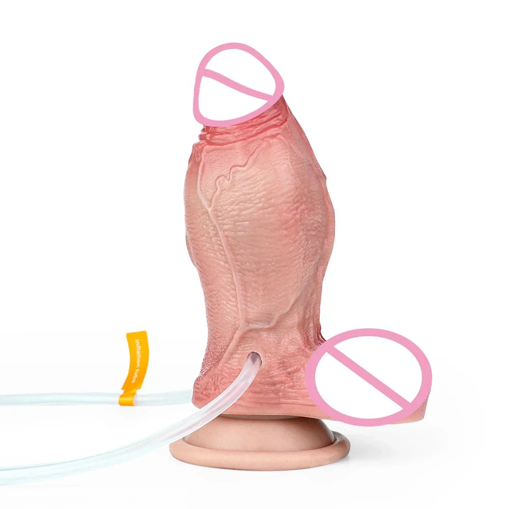 5.7 Inch Skin Inflatable Squirting Dildo Anal Plug Sex Toys Realistic Silicone Inflatable Orgsm Ejaculation Penis Expand Butt Plug