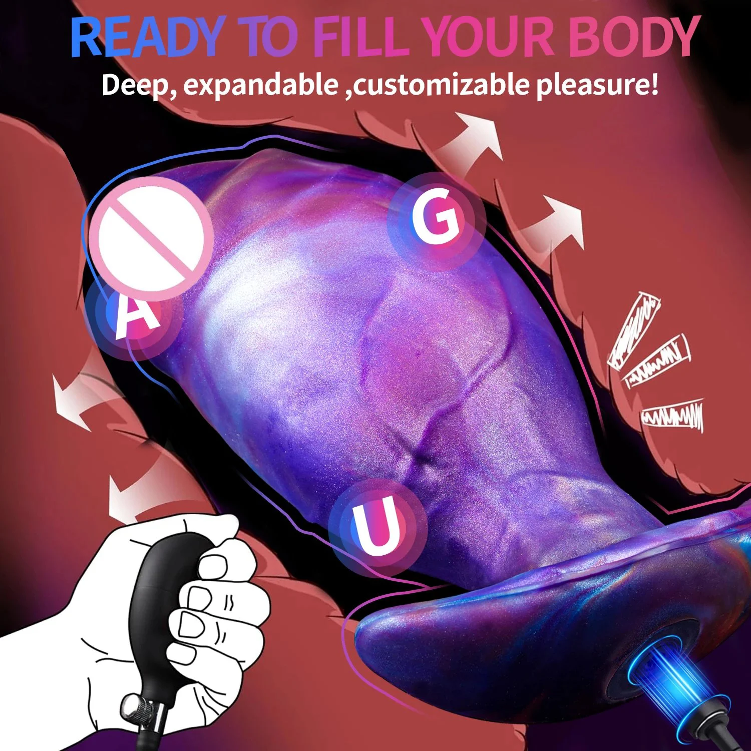 Fantasy Monster Alien Anal Dildo Inflatable Butt Plug T-Shape Base Huge Silicone Prostate Toy Expanding Anal Fun Safe Gelances
