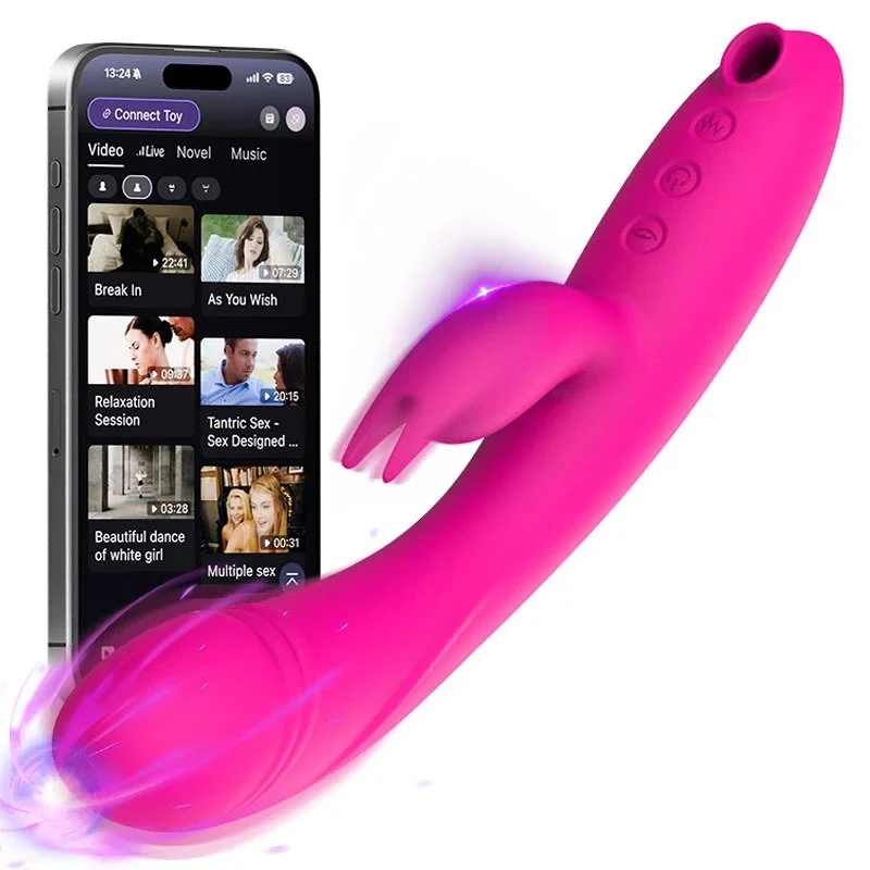 Dual Motor Heating Adult Vibrator Rechargeable APP Control Rabbit with Tongue Licking Feature for G-Spot & Clitoral Pleasure