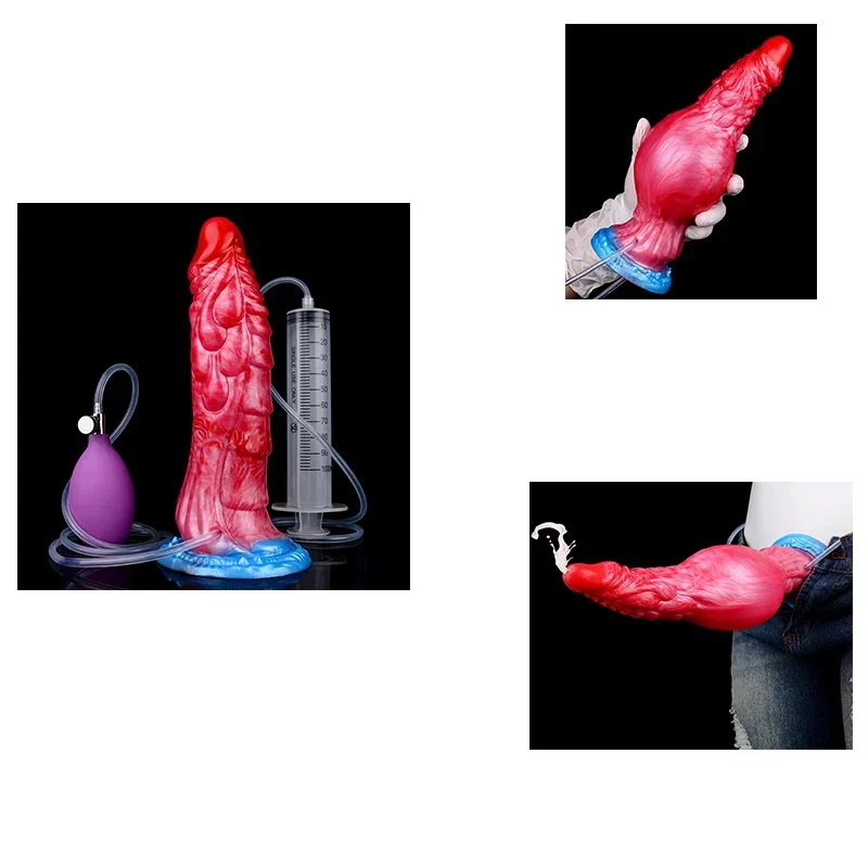Silicone Sex Toy 9 Inch Fantasy Dragon Inflatable Water Spray Sex Toy with Strong Suction Cup Squirting Dildo Cock