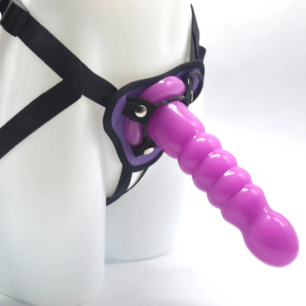 21.9cm Lesbian Sex Toy Beads Anal Plastic Dildo with Pants PVC Penis with Belt Butt Plug Sex Toys Anal Strap on for Women
