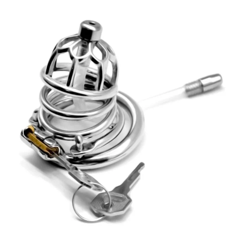 1Sex Shop Stainless Steel Stealth Lock Male Device with Anti-Shedding Ring Cock Cage Belt Penis-Rings,3 Replaceable Collars