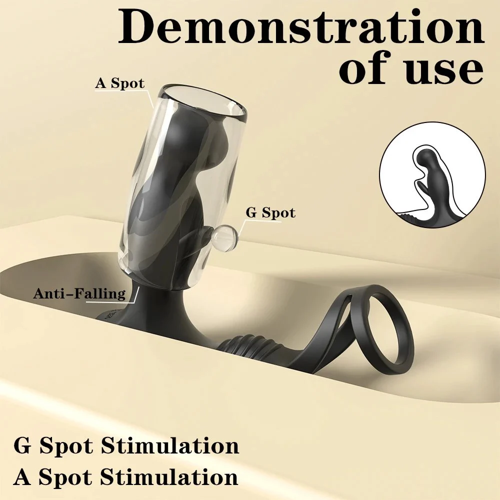 Prostate Massager Anal Male Licking Vibrating Waterproof Anal Plug with Ring for Men
