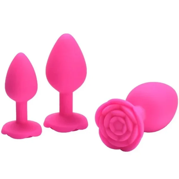 Rose Shaped Anal Plug Silicone and Stainless Steel Sex Toys for Men and Women for Cosplay & Vibrator Dildo