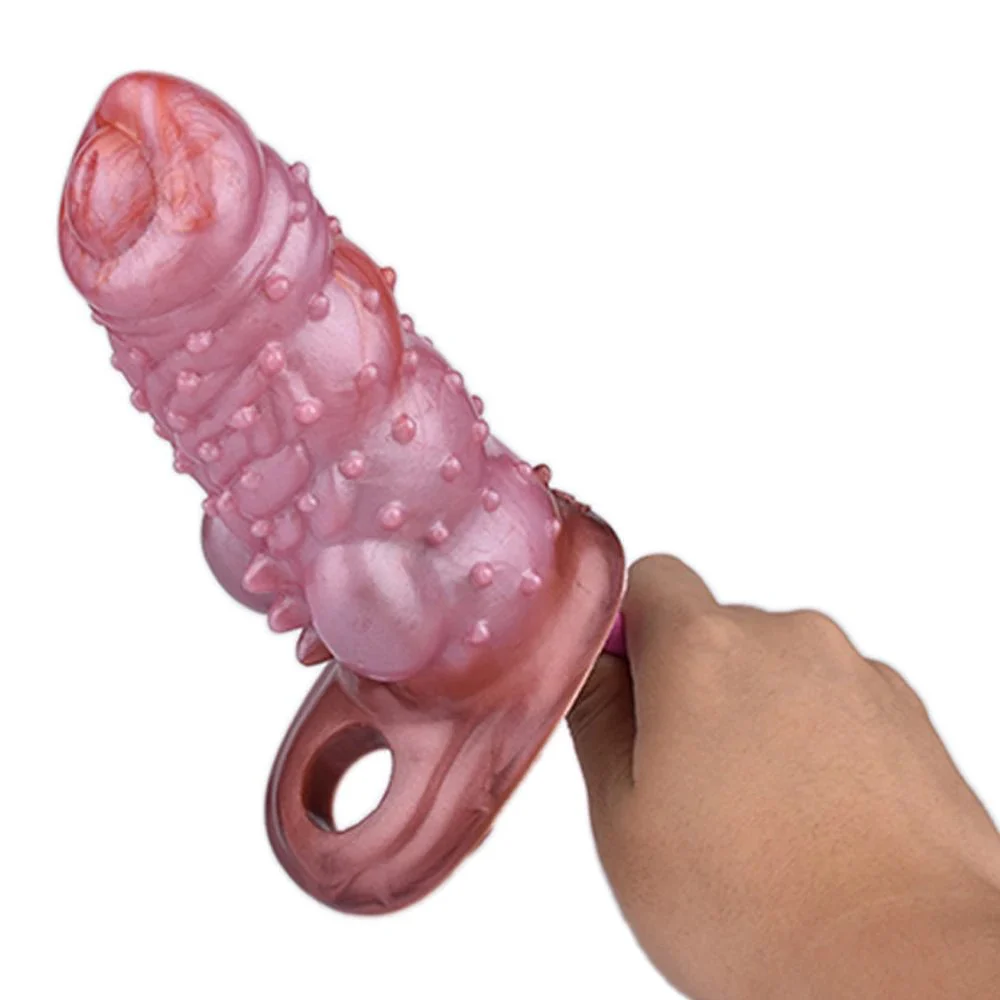 Reusable Silicone Wolf Teeth Sleeve Enlargement Dildo Strong Stimulation Clitoris Making Woman Orgasm for Men