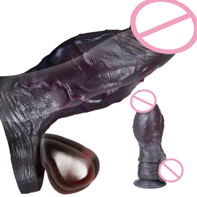 Thickened Black Hollow Dildo Remote Control Vibrator Realistic Penis Sleeve Silicone Cock Enlarger Extender Reusable Sheath