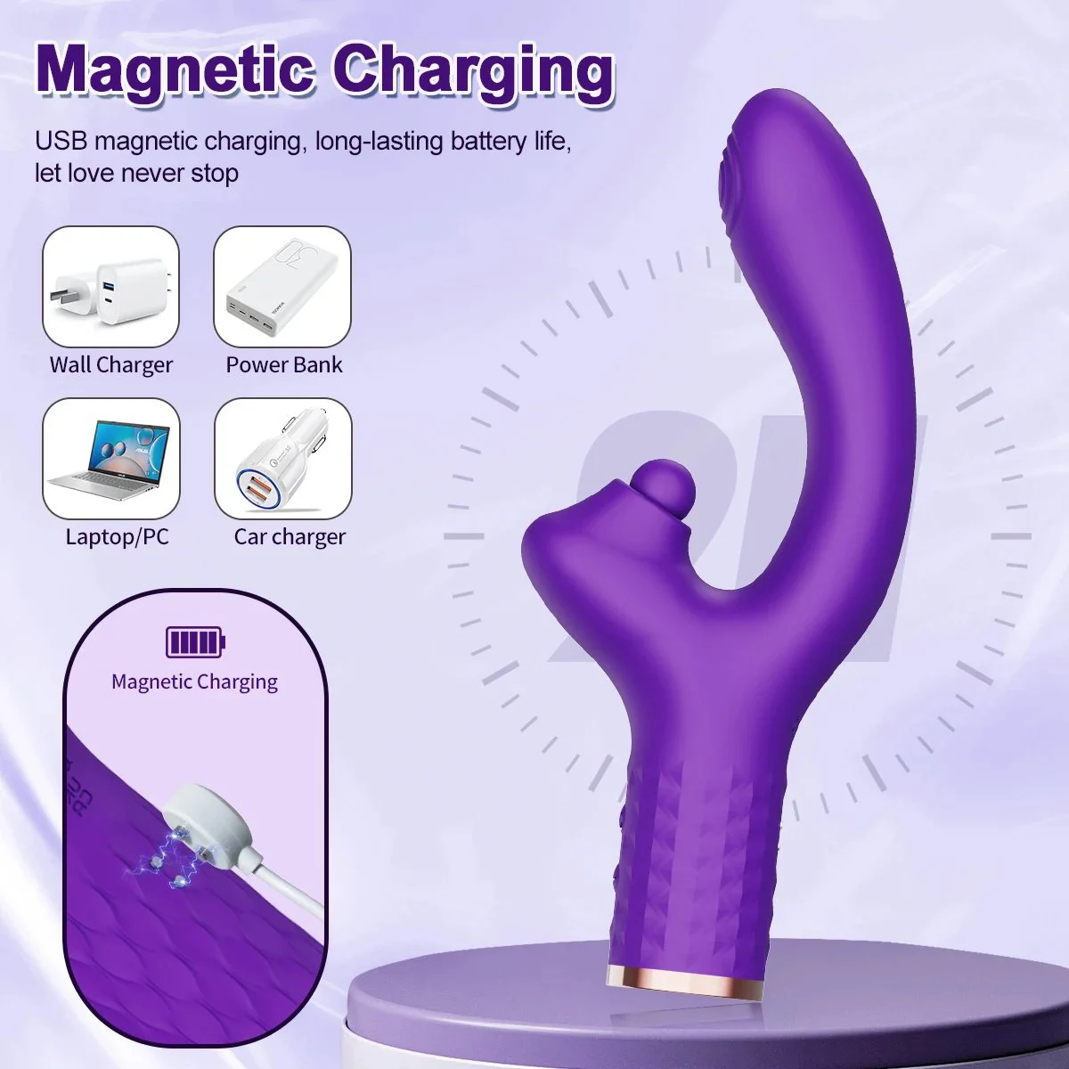 Gelance USB Charging Female Masturbation Vibrator Stick G-Spot & Clitoral Sucking Pat Snap Massage Sucker Dildo V