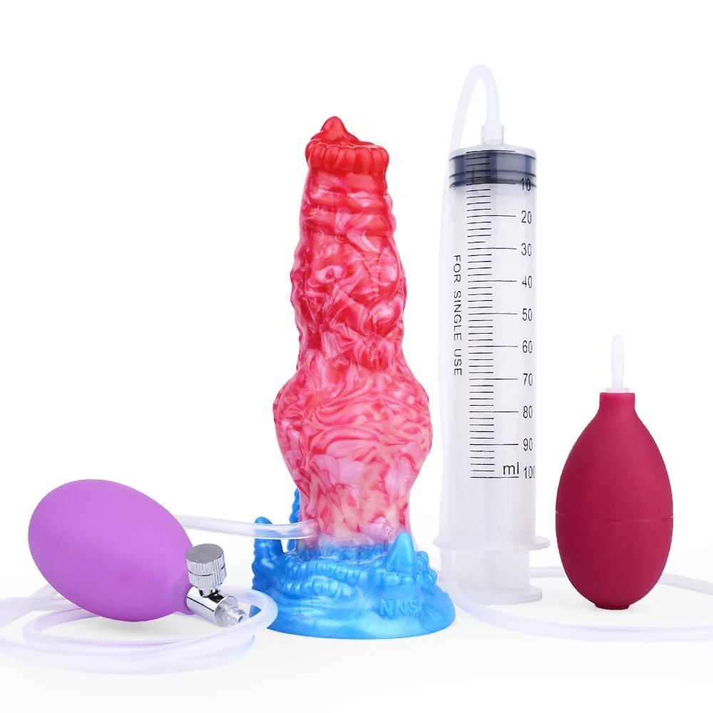 Liquid Silicone Dildo Inflatable Squirting Cock for Adult Masturbation Butt Plug