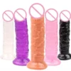 5 Different Sizes Suction Cup Realistic Soft Crystal Jelly Dildo Sex Toys for Women