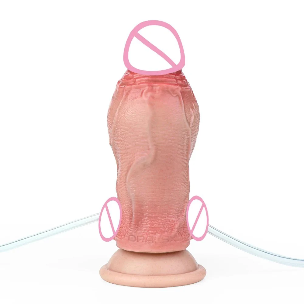 5.7 Inch Skin Inflatable Squirting Dildo Anal Plug Sex Toys Realistic Silicone Inflatable Orgsm Ejaculation Penis Expand Butt Plug