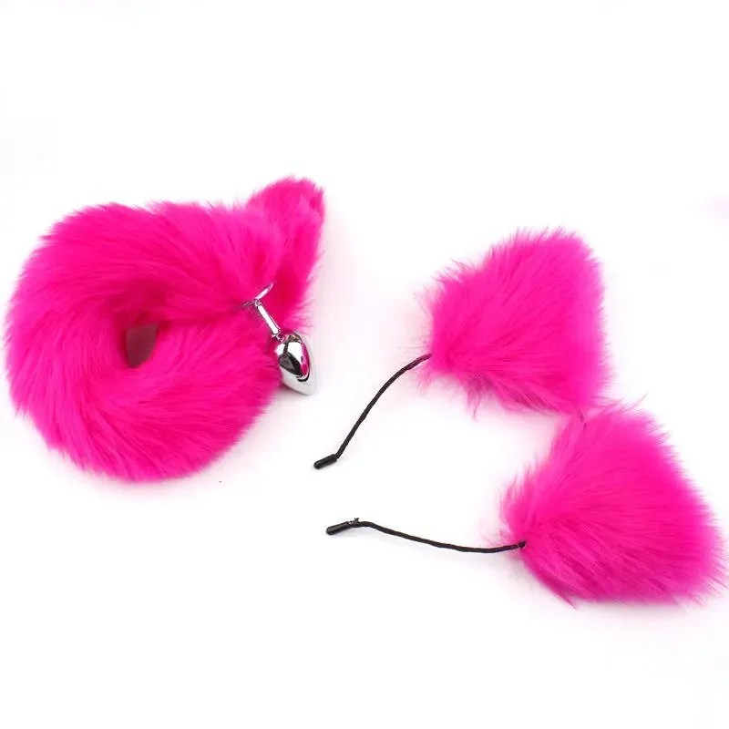 Small Stainless Steel Metal Anal Plug with Bunny Tail for Women-Waterproof Adult Toy