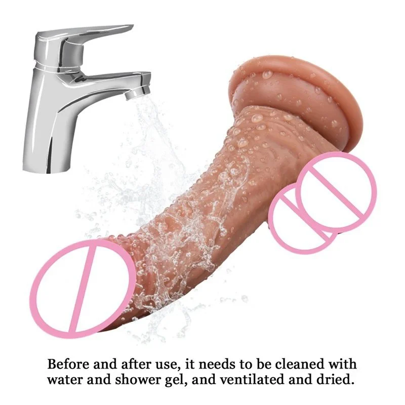 6.3Inch Soft Liquid Silicone Realistic Double Layer Dildo Sex Toys Women