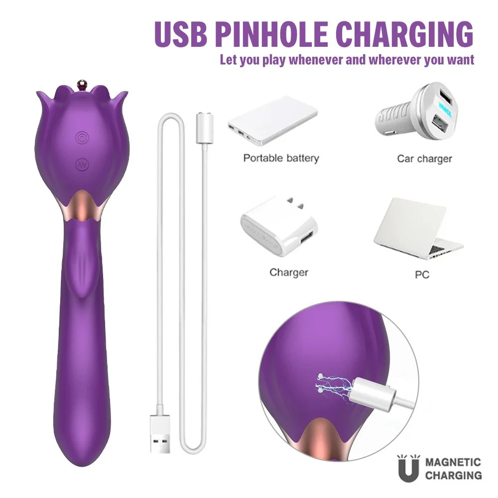 Pink Flower Vibrator Red Rose Shaped Sex Toy Sucker for Women Adult's Sucking Rose Vibrating Toy
