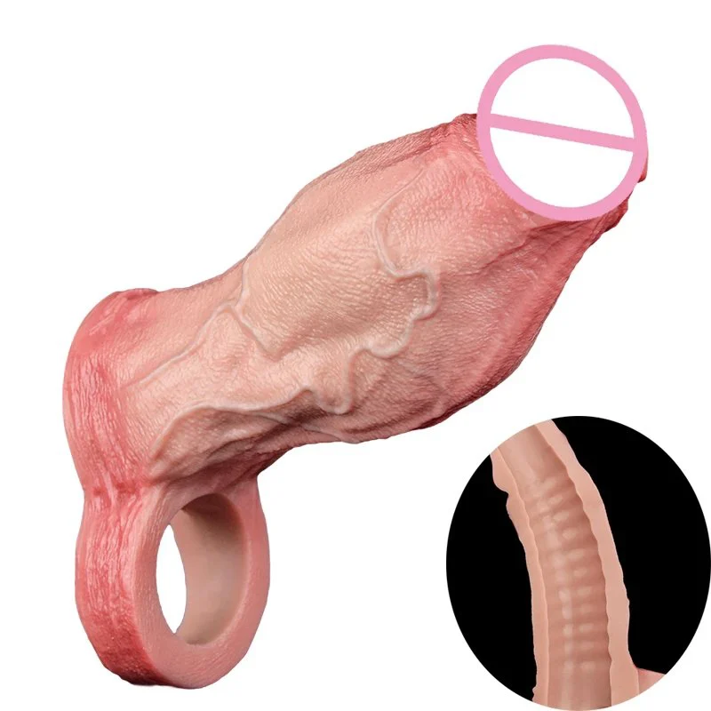 Penis Sleeve Silicone Dildo Enlarger Sex Toys for Men Adult Soft Realistic Cover Accessories for Penis Male Sex