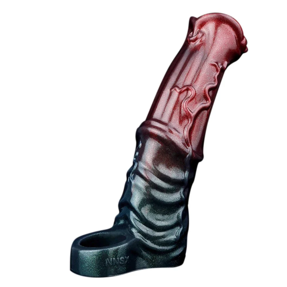 XL Monster Silicone Realistic Penis Sleeve with Penis Ring Cock Sleeve Extension Reusable Condom Sex Toys for Men