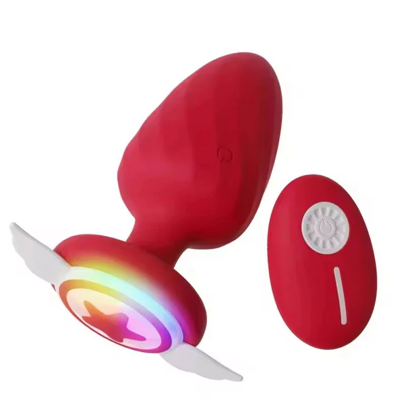 Light Anal Butt Plug Vibrators Remote Control 12 Vibrations Silicone ABS Material Angel Wings Base Fantasy Sex Toys