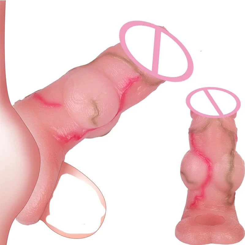 Sleeve Penis Extender, Extender for Enlargement,Cuff Dildo with Testicle Ring Ring for Time Extension,big Knot Penis Sleeve