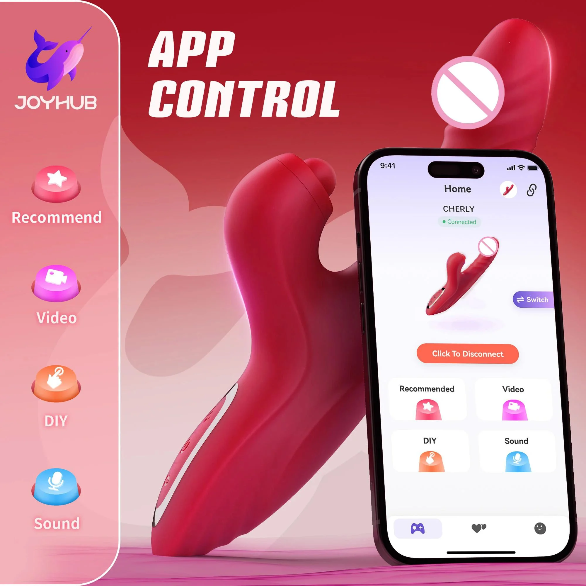 Gelance Rose Vibrator Thrusting Dildo for Women 10 Vibration 7 Thrust Modes USB Rechargeable Eco-Friendly Adult Stimulation Toy
