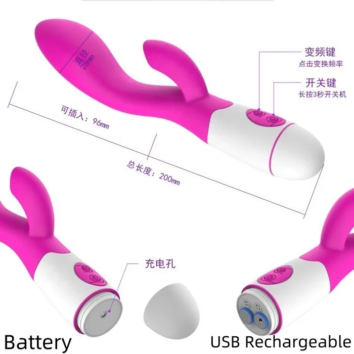 G-Spot Rabbit Vibrator with AV Stick Women's Sex Toys for Vaginal Nipple Clitoris Stimulation Dildo Massager