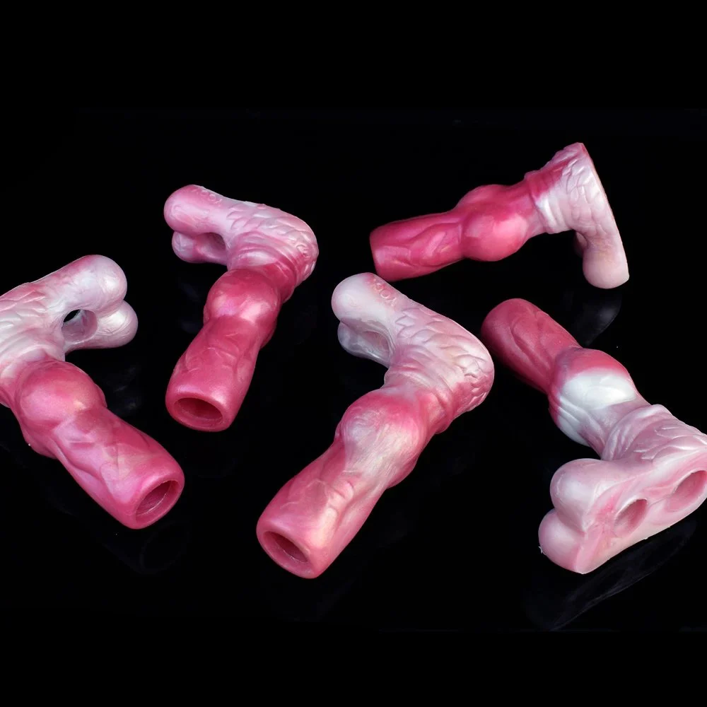 Wearable Sex Toy Dog Knot Hollow Dildo Fantasy Penis Sleeves Men Penis Enlargement Soft Silicon Cock Ring for Male Sex Toy