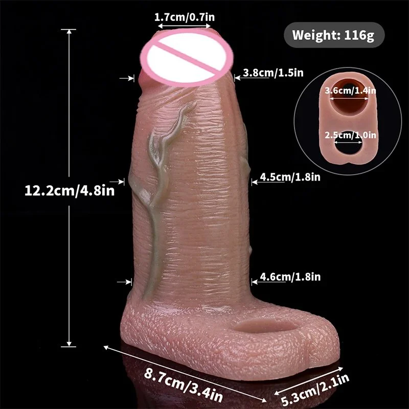 Sheath Platinum Silicone Open Tip Penis Extender Penis Sleeve Cover Penis Ring Delay Ejaculation Sleeve Cock Ring Reusable