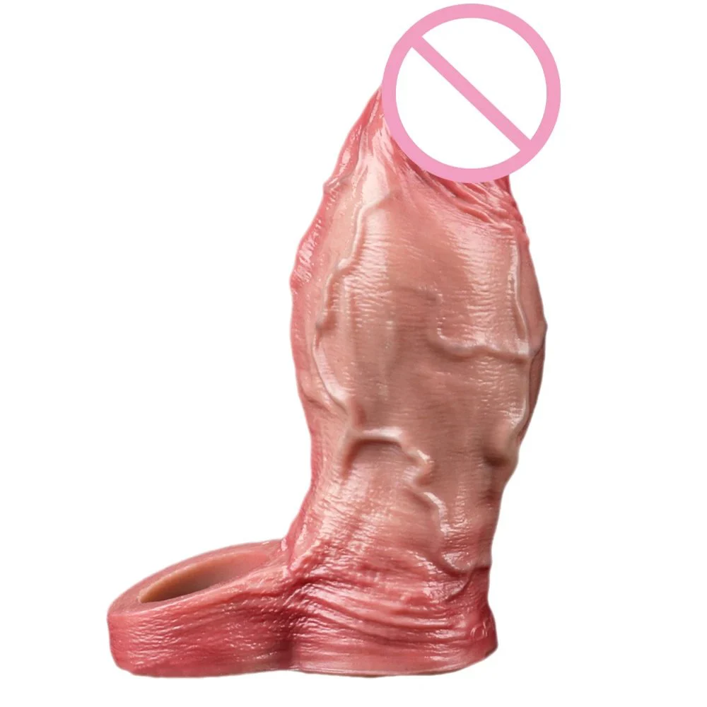 Realistic Liquid Silicone 6''Penis Sleeve Reusable Cock Extender for Men Penis Sleeve Enlarger Set Delay Ejaculation Sex Toy