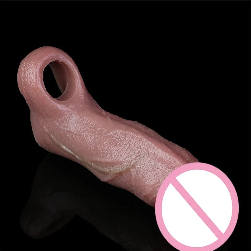 Realistic Penis Sleeve Cock Ring Penis Extender Ultra-Soft Silicone Cock Sleeve Sex Toys