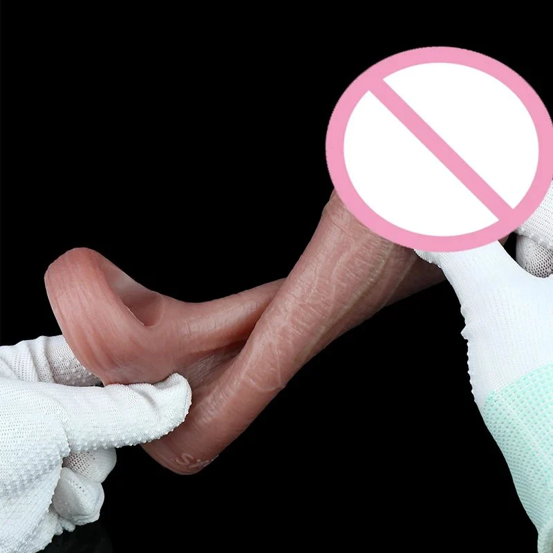 Realistic Silicone Cock Sleeve with Cock Ring Girth & Length Enhancer Reusable Male Sex Toy