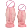 Silicone Realistic Fat Hollow Dildo Open-ended LargePenis Sleeve Size S M Cock Enlarger Delay Ejaculate Sex Toys for Men