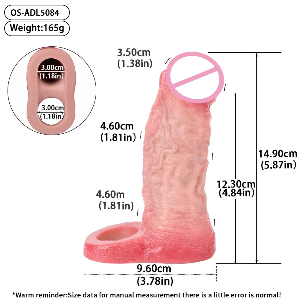 Safe Silicone Material Male Penis Extender Easy-to-wear Penis Sex Toy Internal Protrusions Enhance the Experience