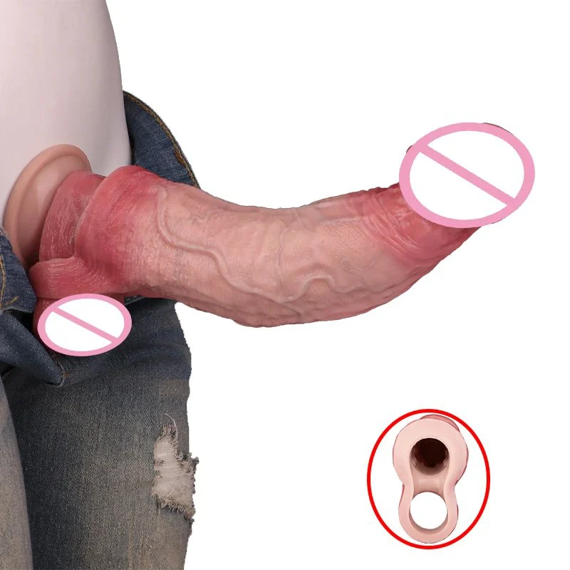 Silicone Male Penis Extender, Vibrating Penis Sleeve with Internal Protrusions for Increased Stimulation