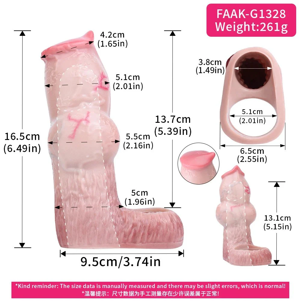 Silicone Monster Dog Penis Sleeve Big Knot Hollow Dildo Enlarger and Prolong Male Girth Penis Extender Sex Toys for Men