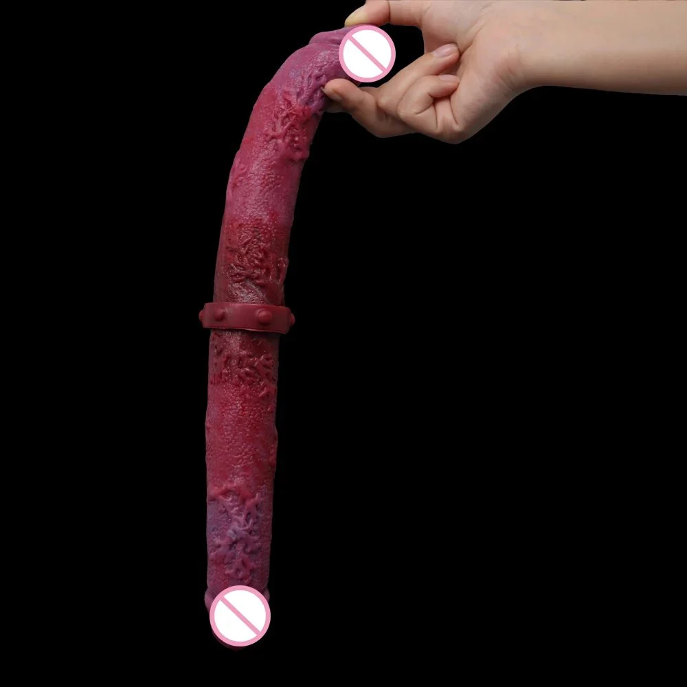 38cm Extra Long Double Headed Simulation Dildo for Gay Lesbian Sex Toys Realistic Silicone Rubber Rod Penis Adult Sex