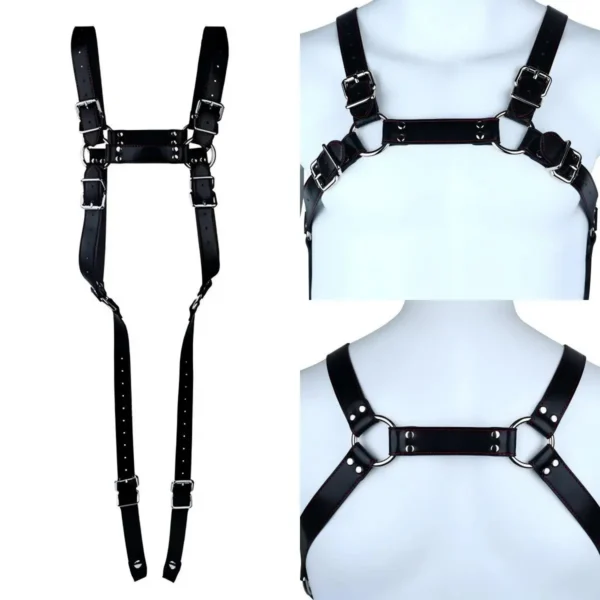 Black PU Strap Belt Accessory Compatible With Chastity Cage Full Body Chest Harness Bondage Restraint Kit Adult Sex Toys