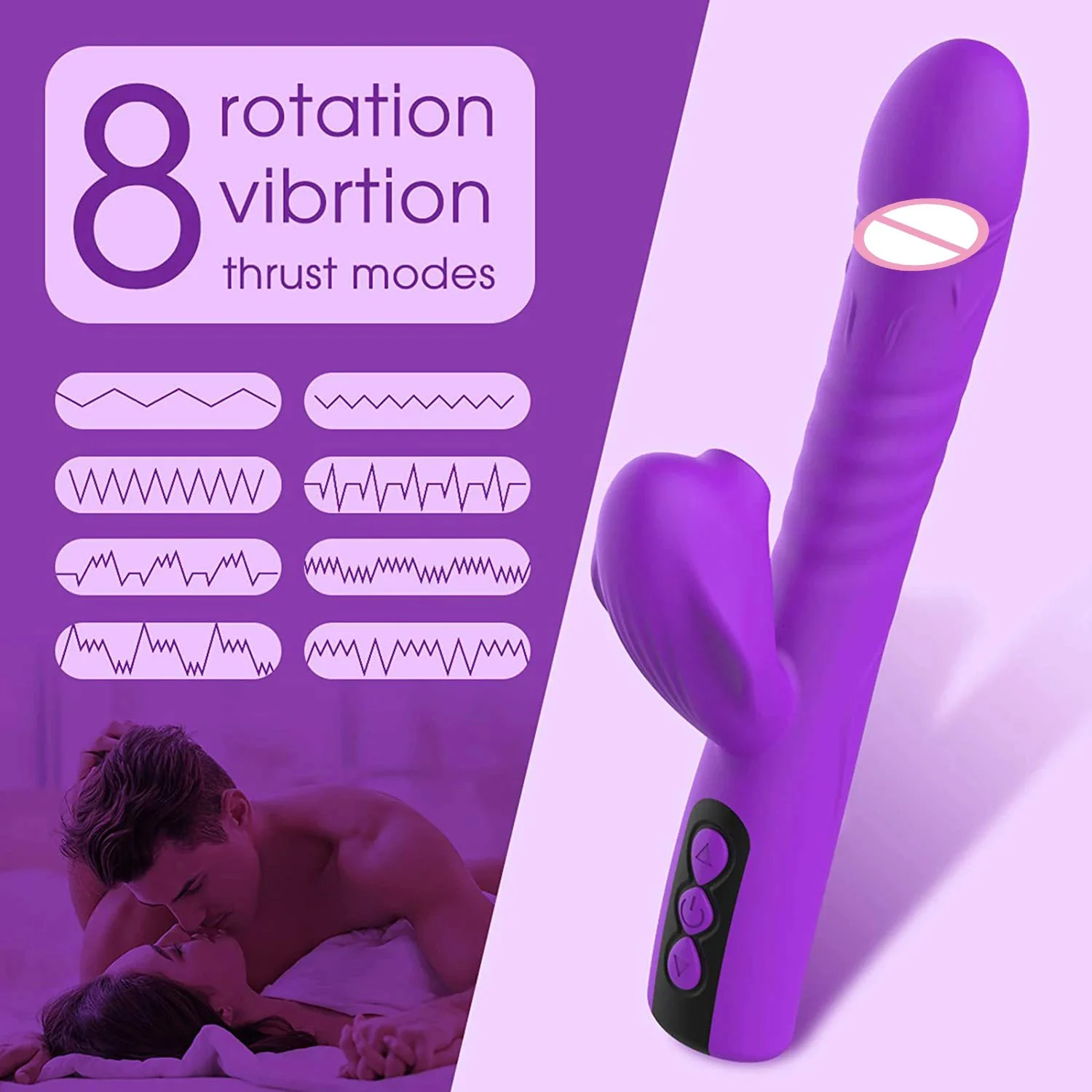 New Adult Automatic Telescopic Silicone Clitoris Orgasm G Spot Rabbit Vibrator Sex Toy for Women