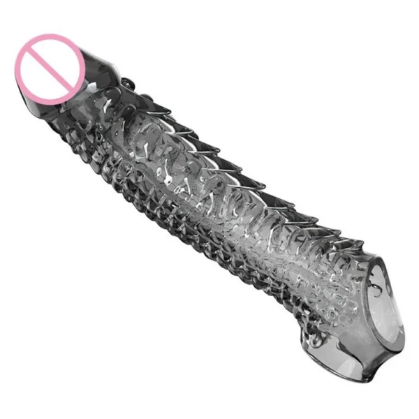 Vibrating Reusable Penis Sleeve Extender Men Delay Ejaculation Condom